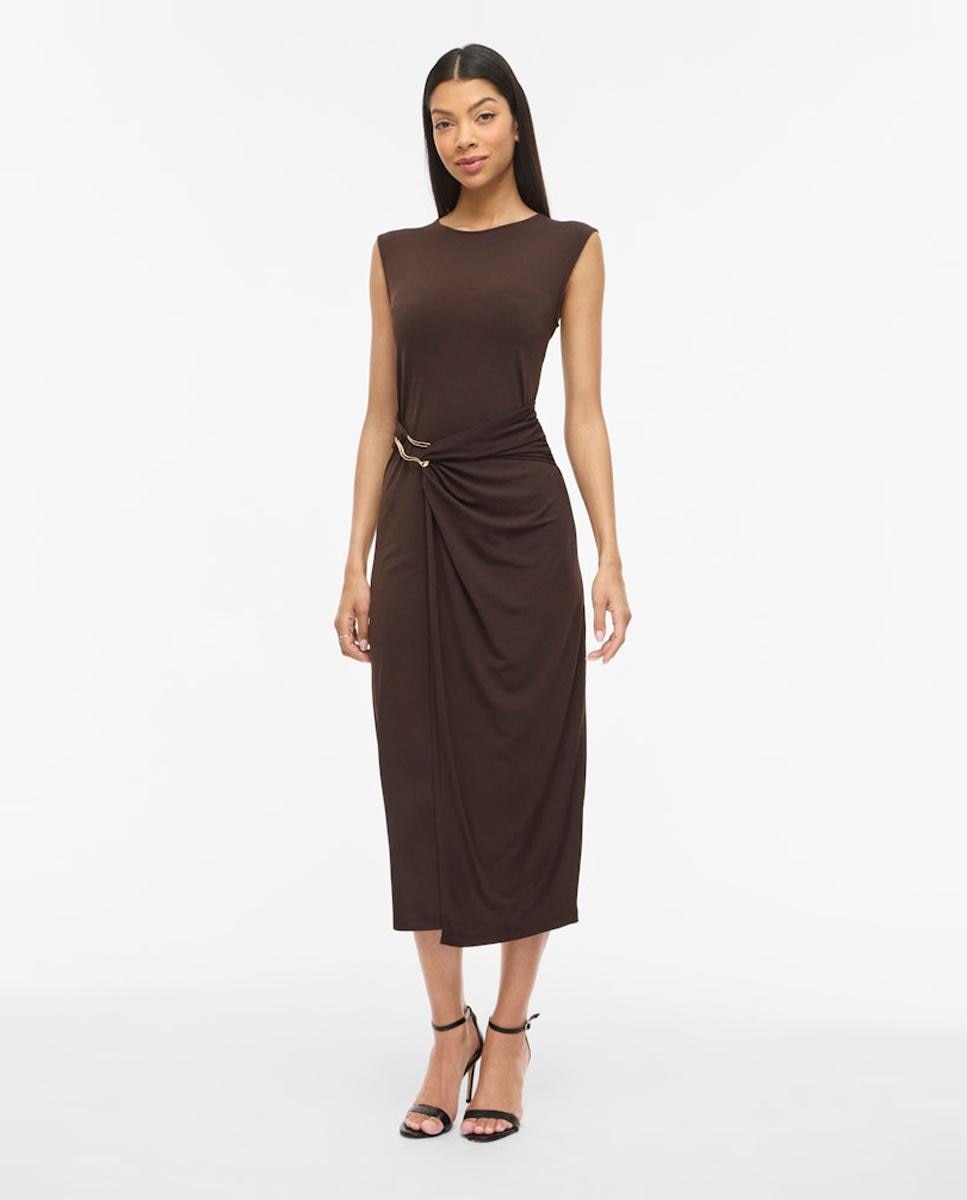 Imagem 0 de Vestido Midi sem Mangas e com Franzido