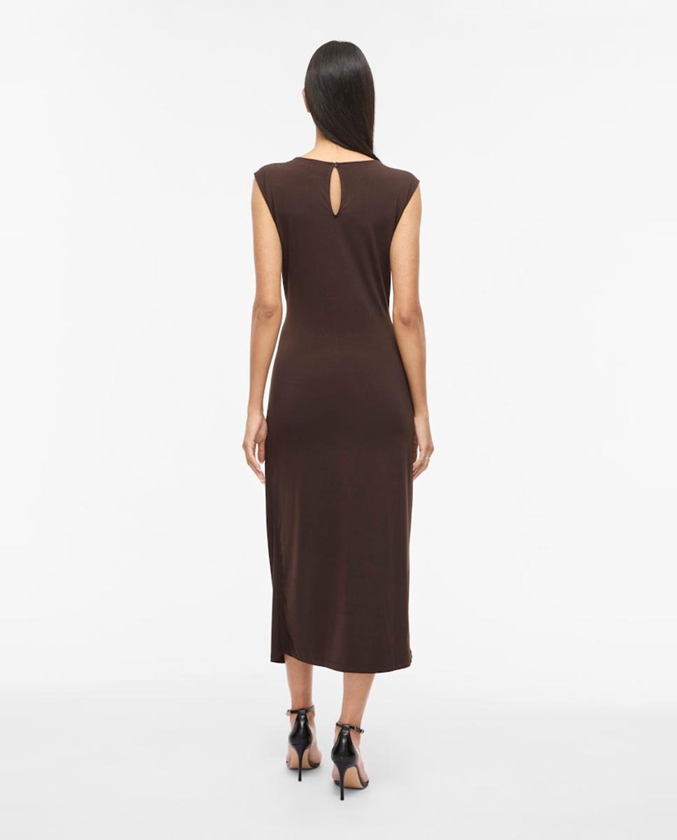 Vestido Midi sem Mangas e com Franzido Preto-6
