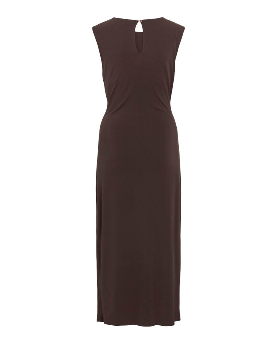 Vestido Midi sem Mangas e com Franzido Preto-12