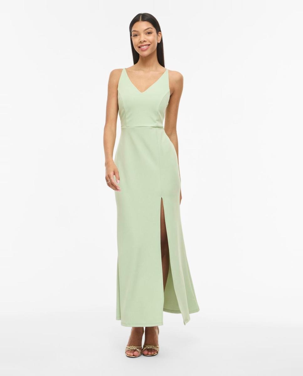 Vestido Comprido de Festa de Alças Verde-claro-1