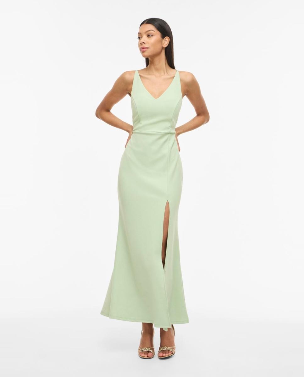 Vestido Comprido de Festa de Alças Verde-claro-2