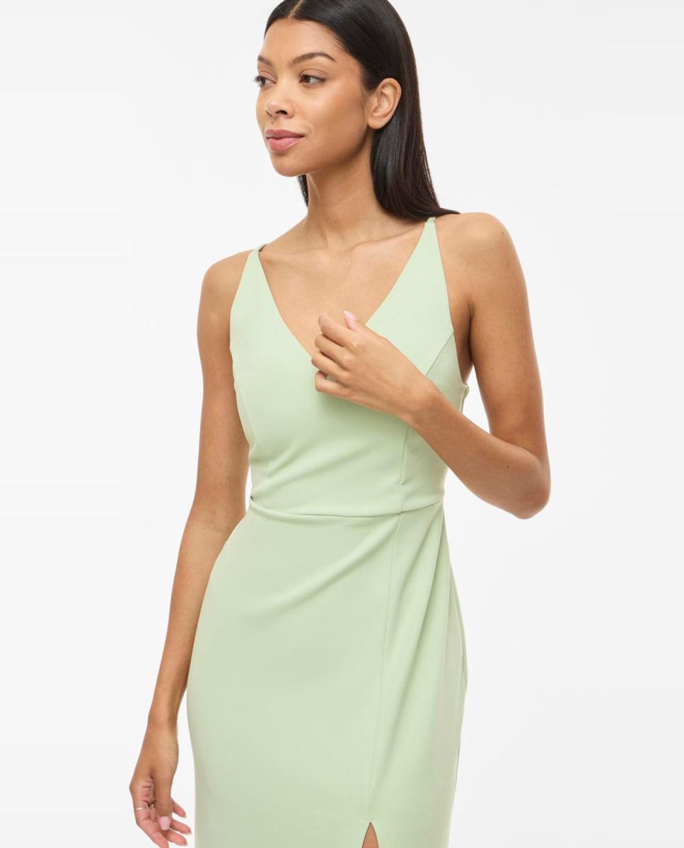 Vestido Comprido de Festa de Alças Verde-claro-3
