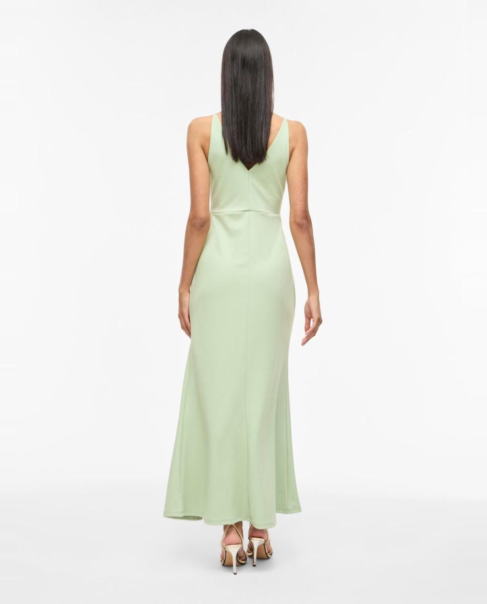 Vestido Comprido de Festa de Alças Verde-claro-5