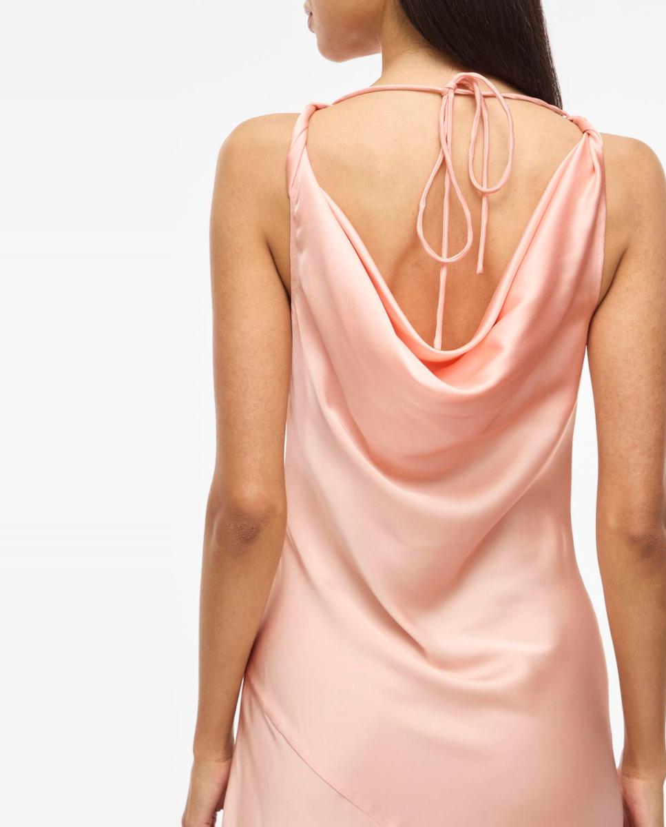 Vestido Comprido Acetinado de Festa Pêssego-5