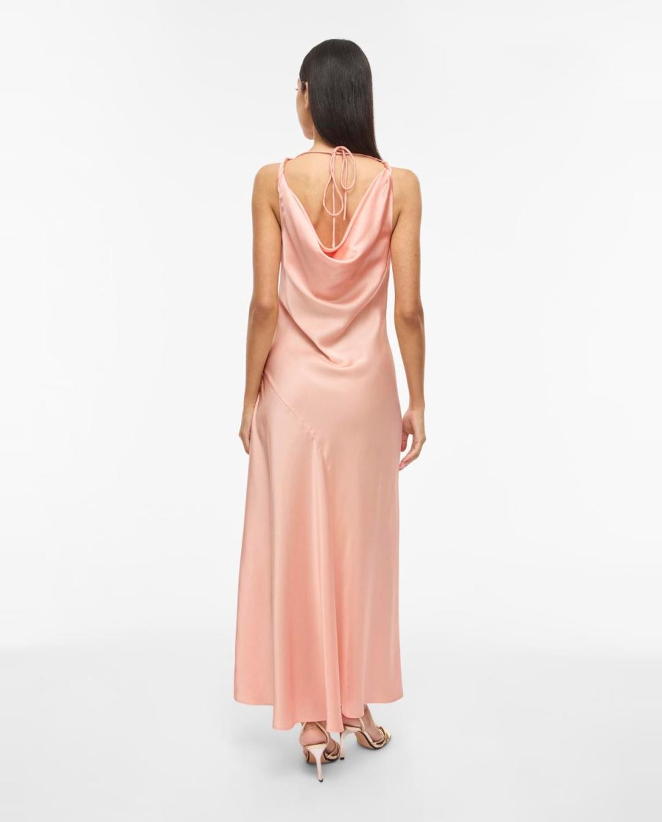 Vestido Comprido Acetinado de Festa Pêssego-6