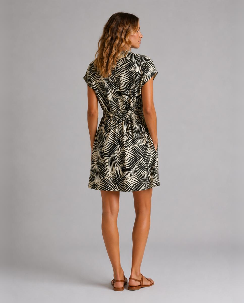 Vestido curto estampado Preto-2