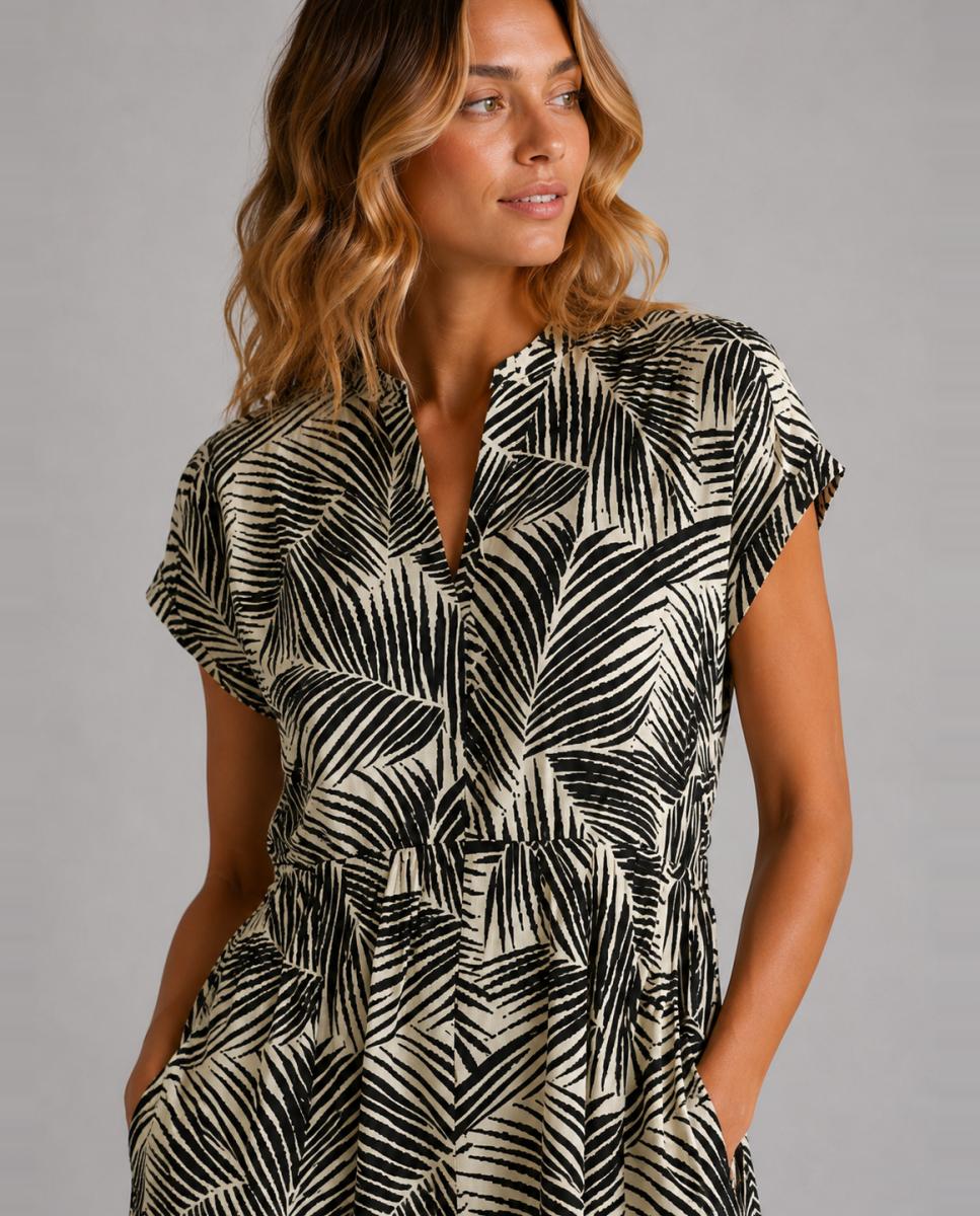 Vestido curto estampado Preto-3