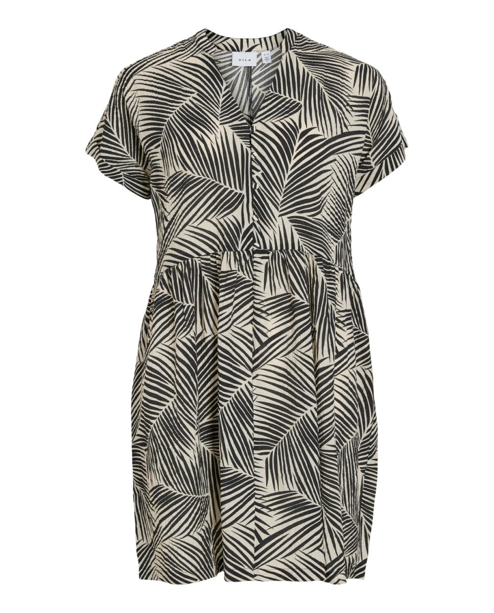 Vestido curto estampado Preto-4