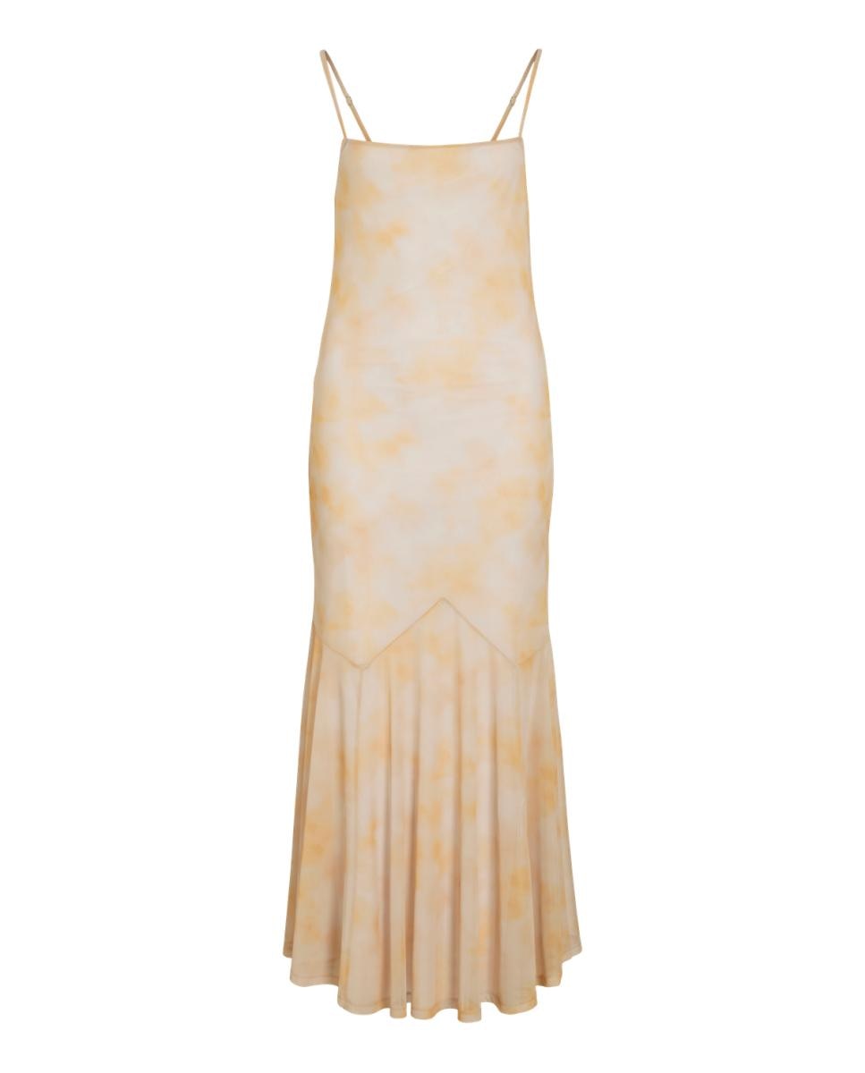 Vestido Midi com Decote Regular Laranja-4