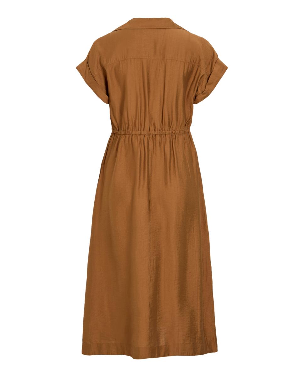 Vestido Midi com Decote em Bico Castanho-5