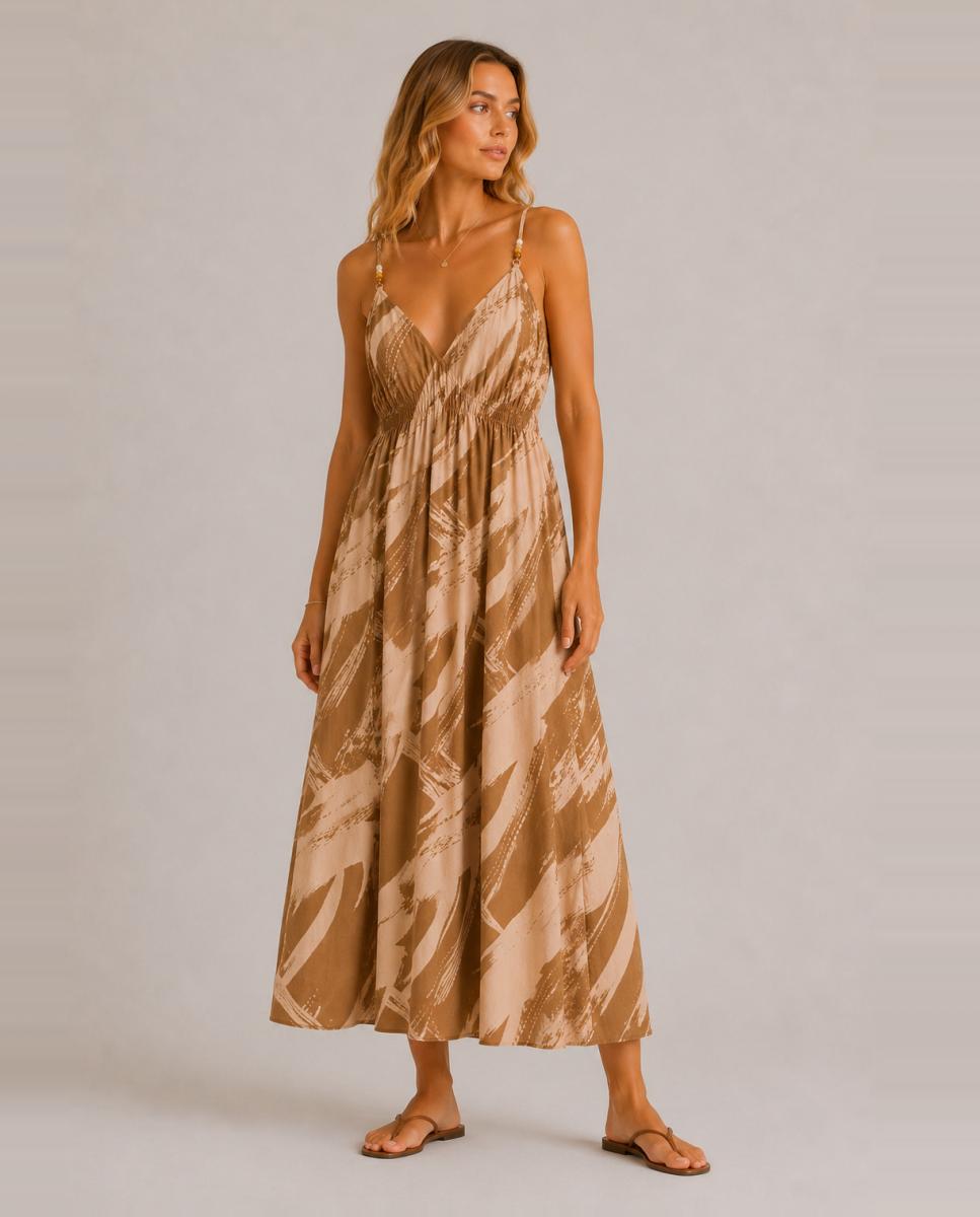 Imagem 0 de Vestido Comprido com Decote em Bico