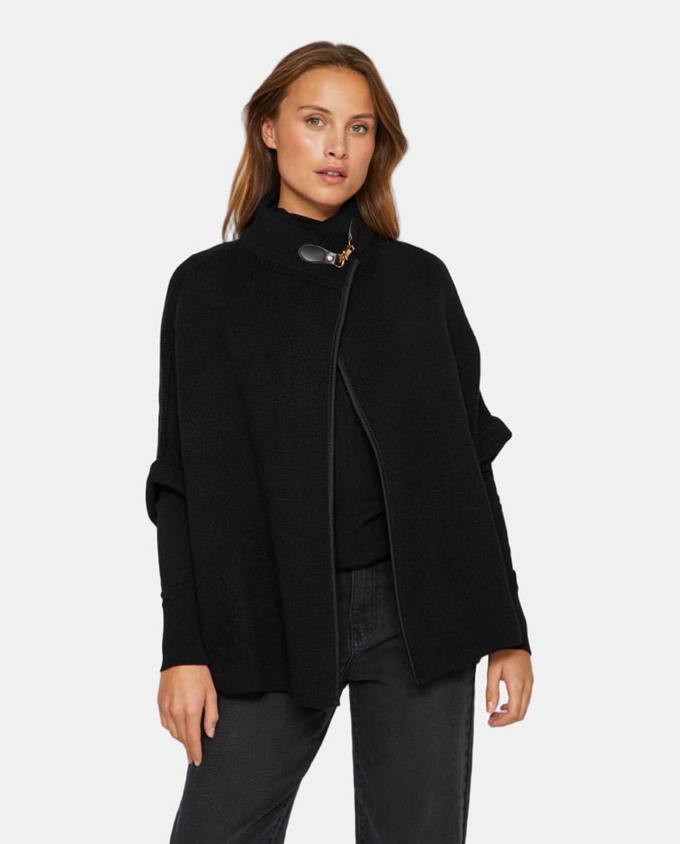 Imagen 0 de Poncho de mujer de manga tres cuartos Negro