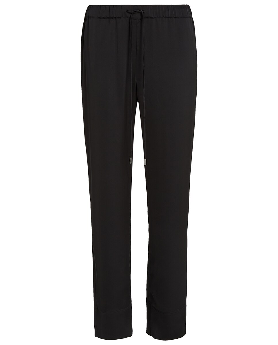 Calças Regular Acetinadas com Estampado Preto-4