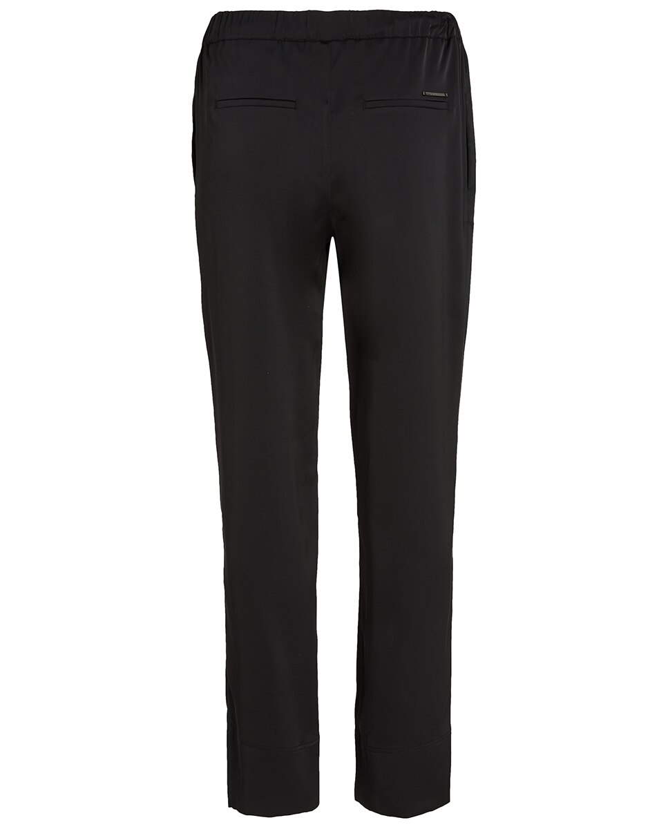 Calças Regular Acetinadas com Estampado Preto-5