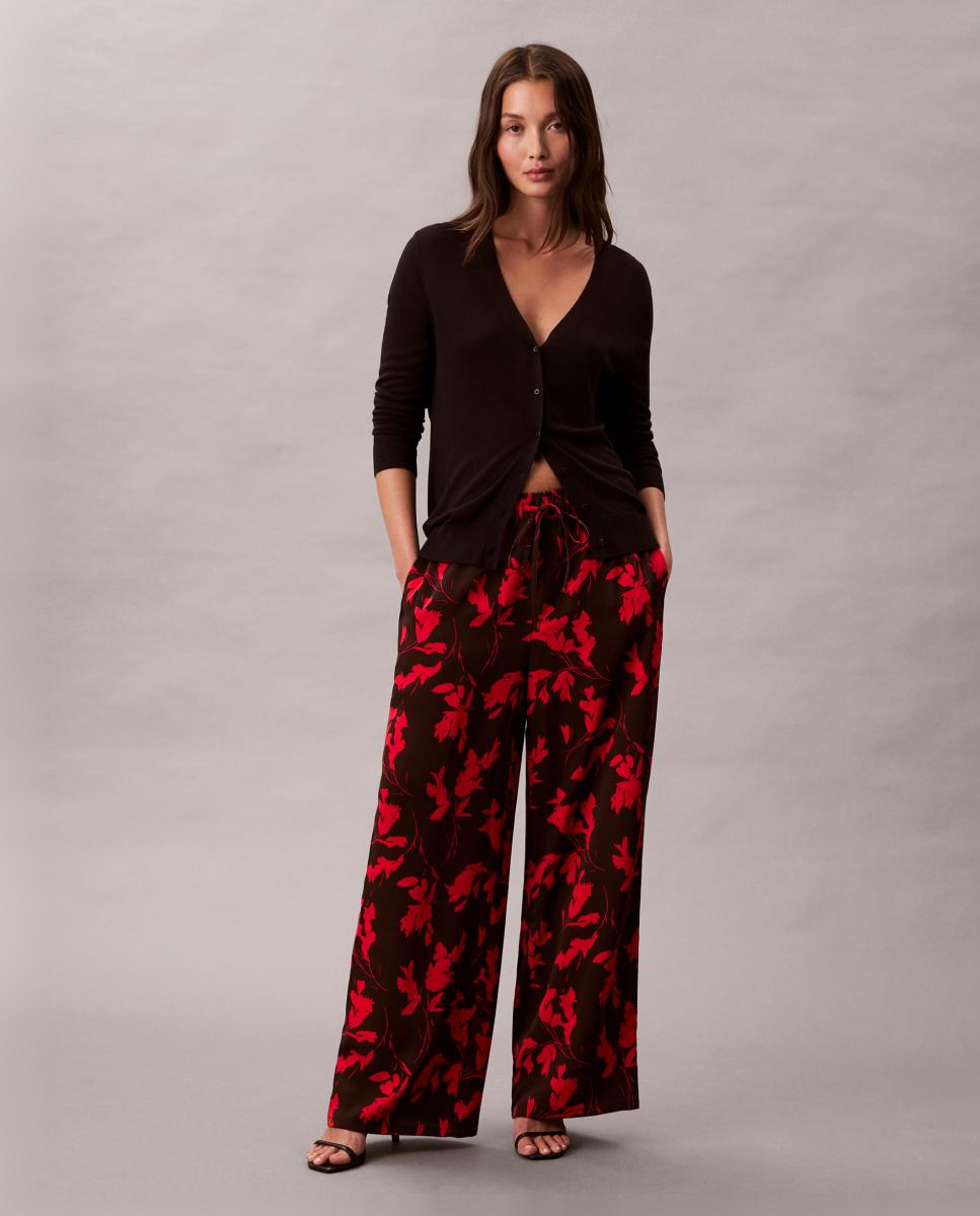 Calças de Pijama com Estampado Vermelho-1