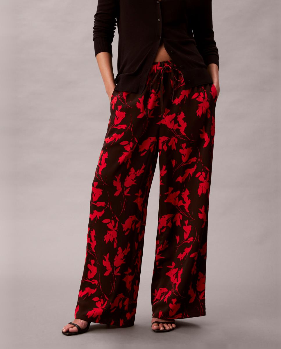 Calças de Pijama com Estampado Vermelho-6