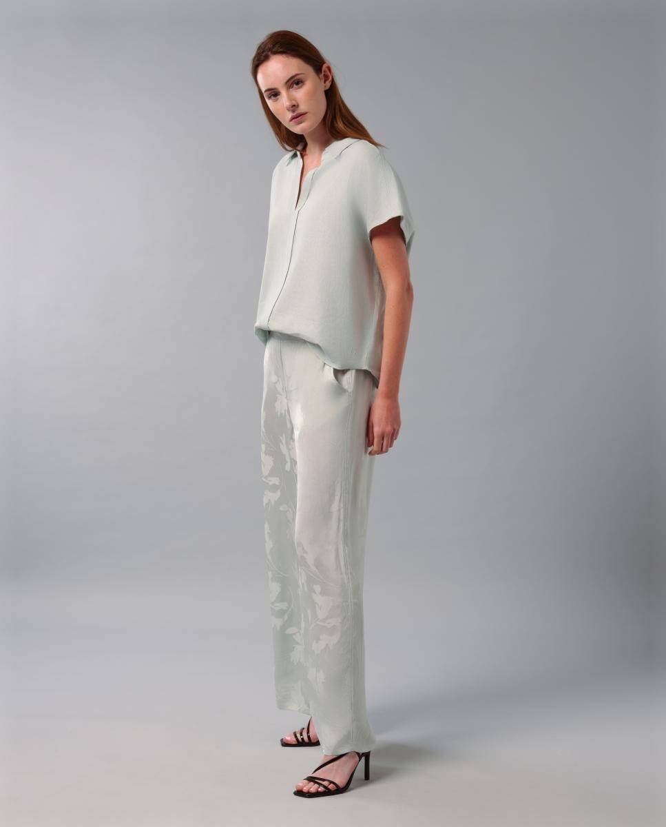 Calças de Viscose com Jacquard Verde-claro-3