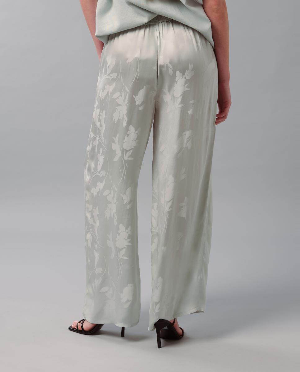 Calças de Viscose com Jacquard Verde-claro-4