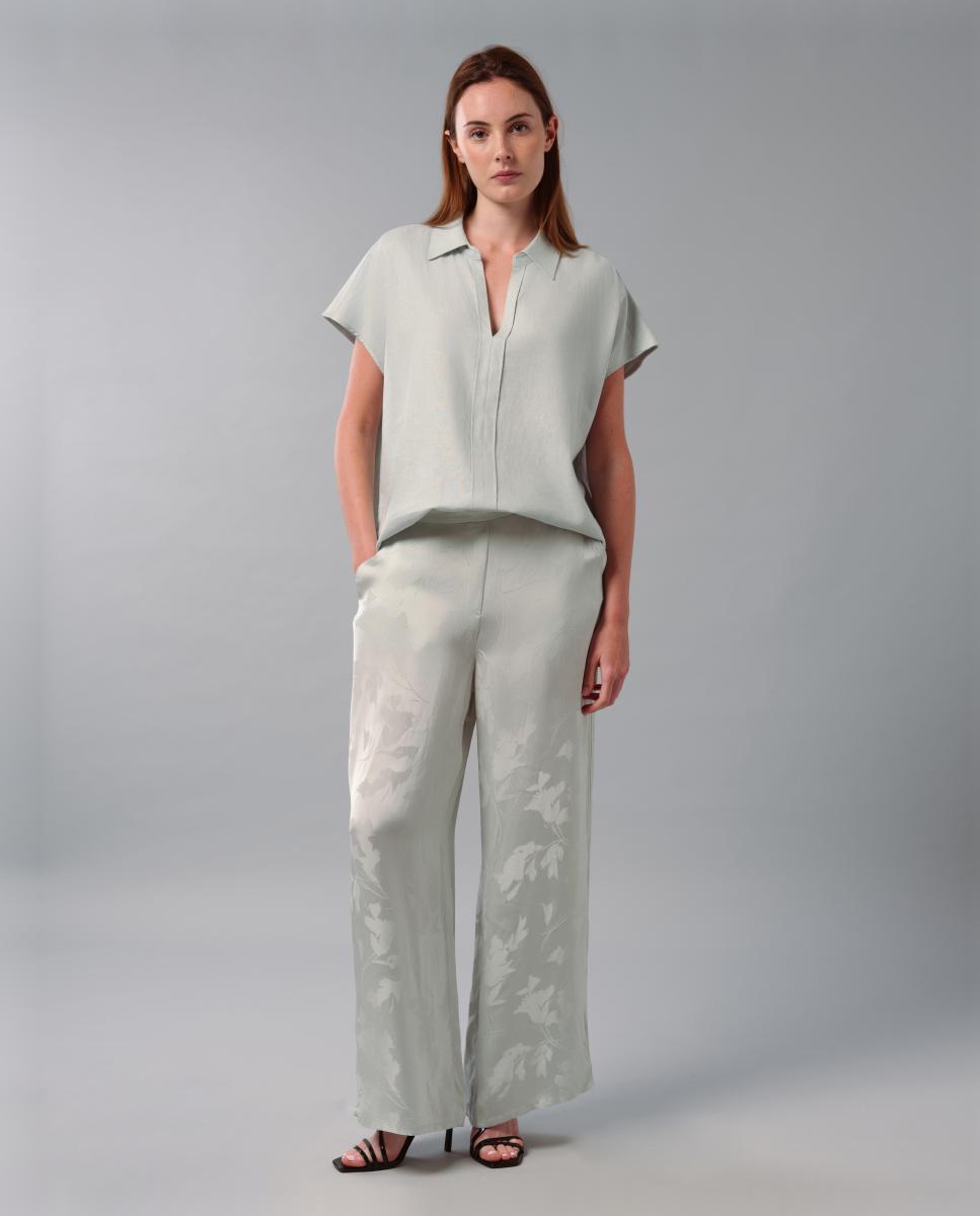 Calças de Viscose com Jacquard Verde-claro-5