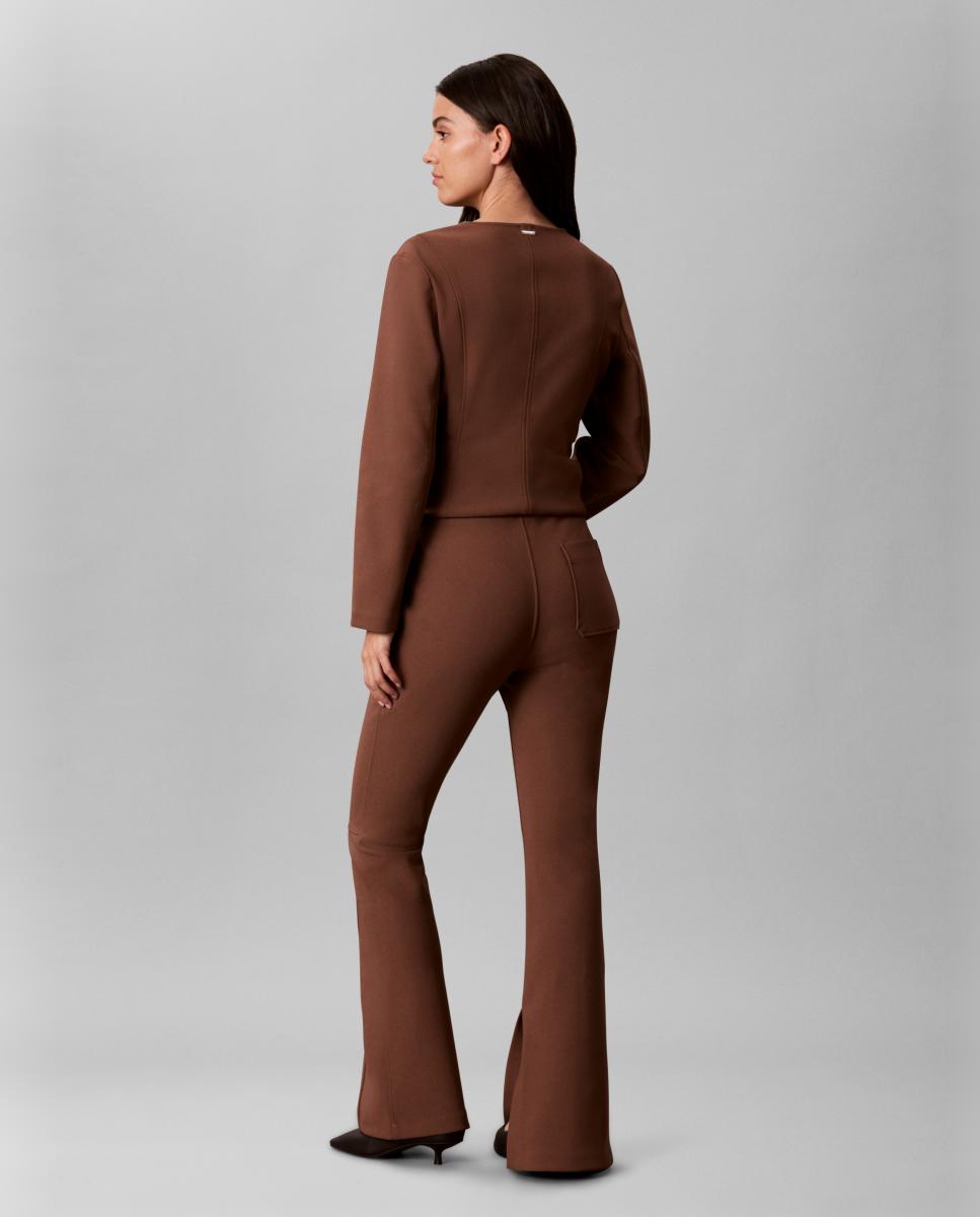 Pantalón de mujer sastre flare - Calvin Klein - Marrón oscuro Marrón oscuro-3