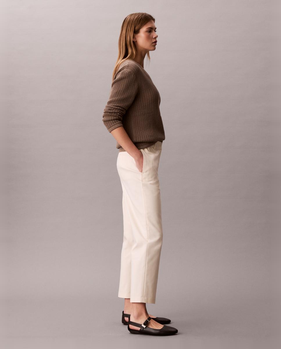 Calças Chino Regular Creme-3