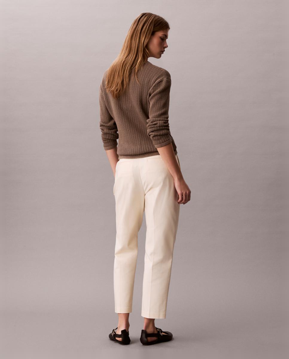 Calças Chino Regular Creme-5