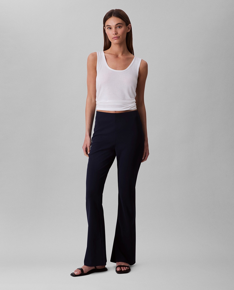 Calças de Crepe Azul-1