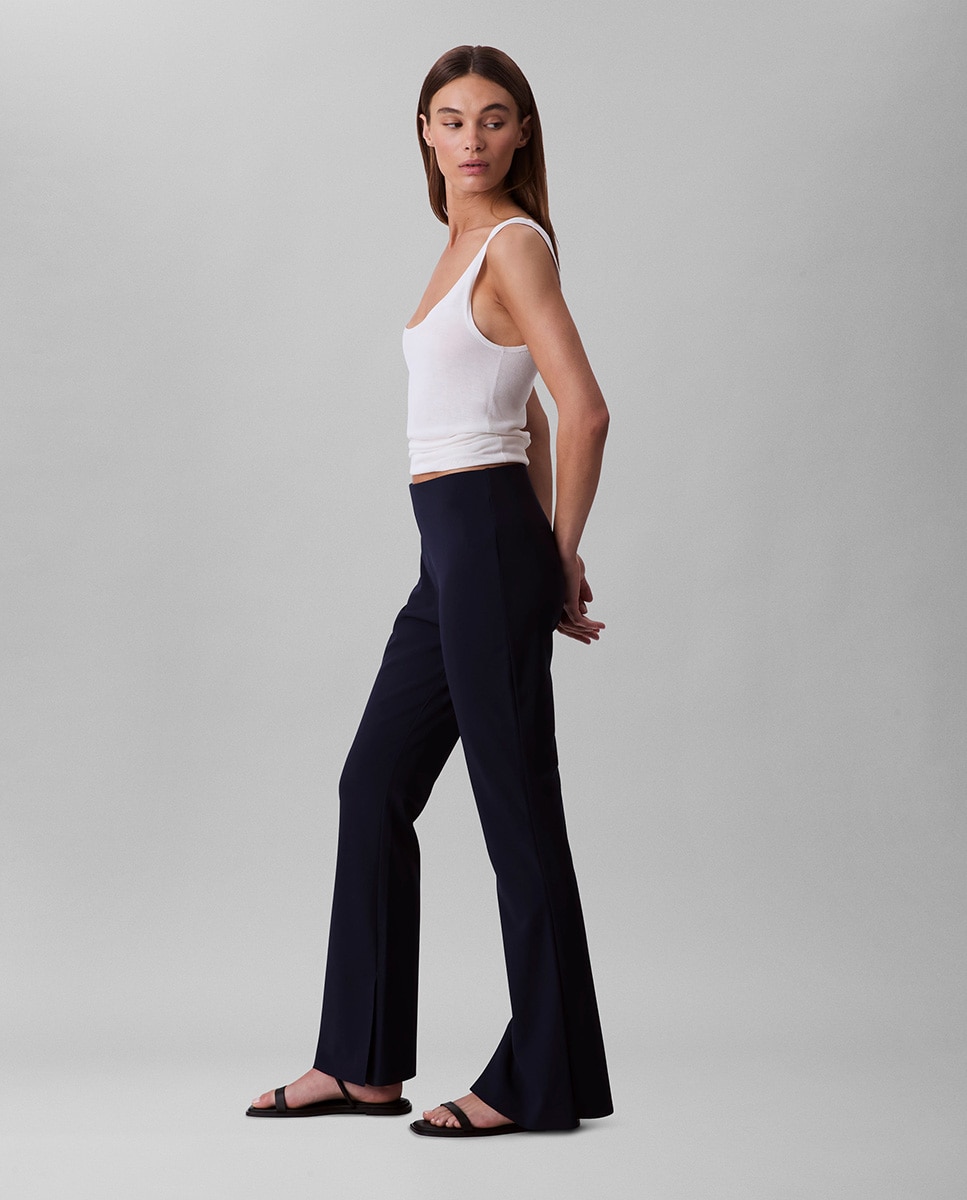 Calças de Crepe Azul-5