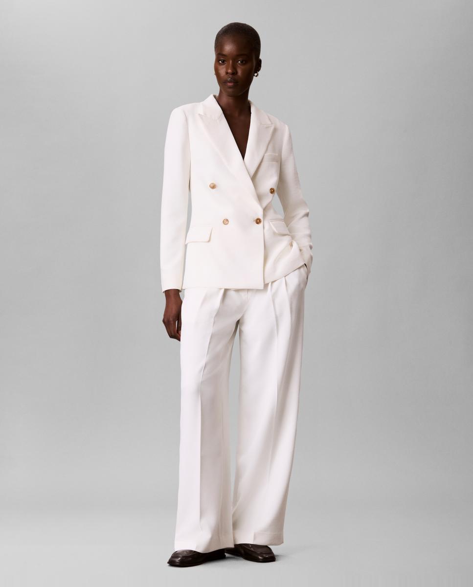 Imagen 0 de Pantalón de mujer crepe wide leg plisado Blanco
