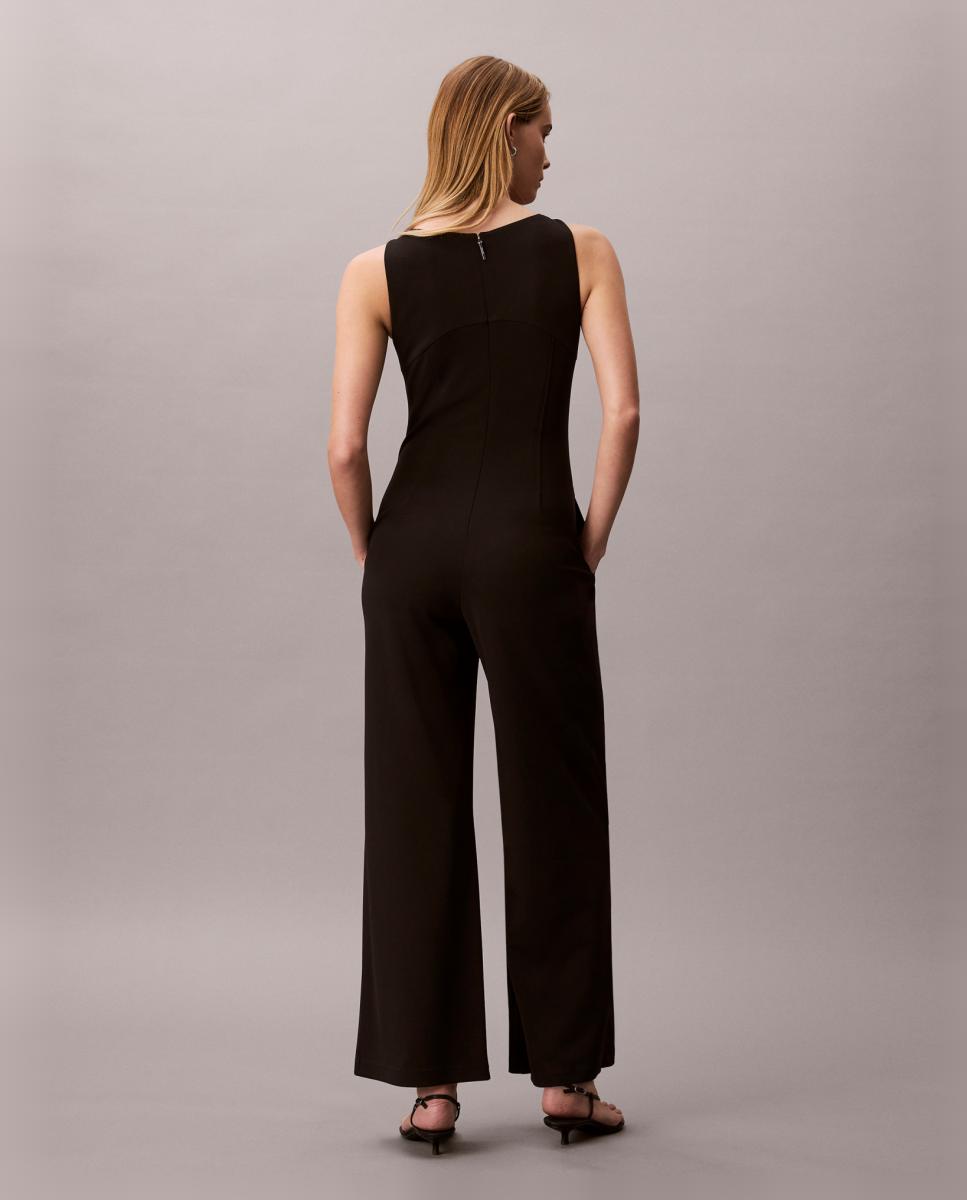 Macacão Maxi Scuba de Crepe Preto-4