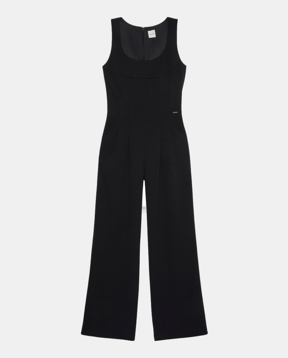 Macacão Maxi Scuba de Crepe Preto-6