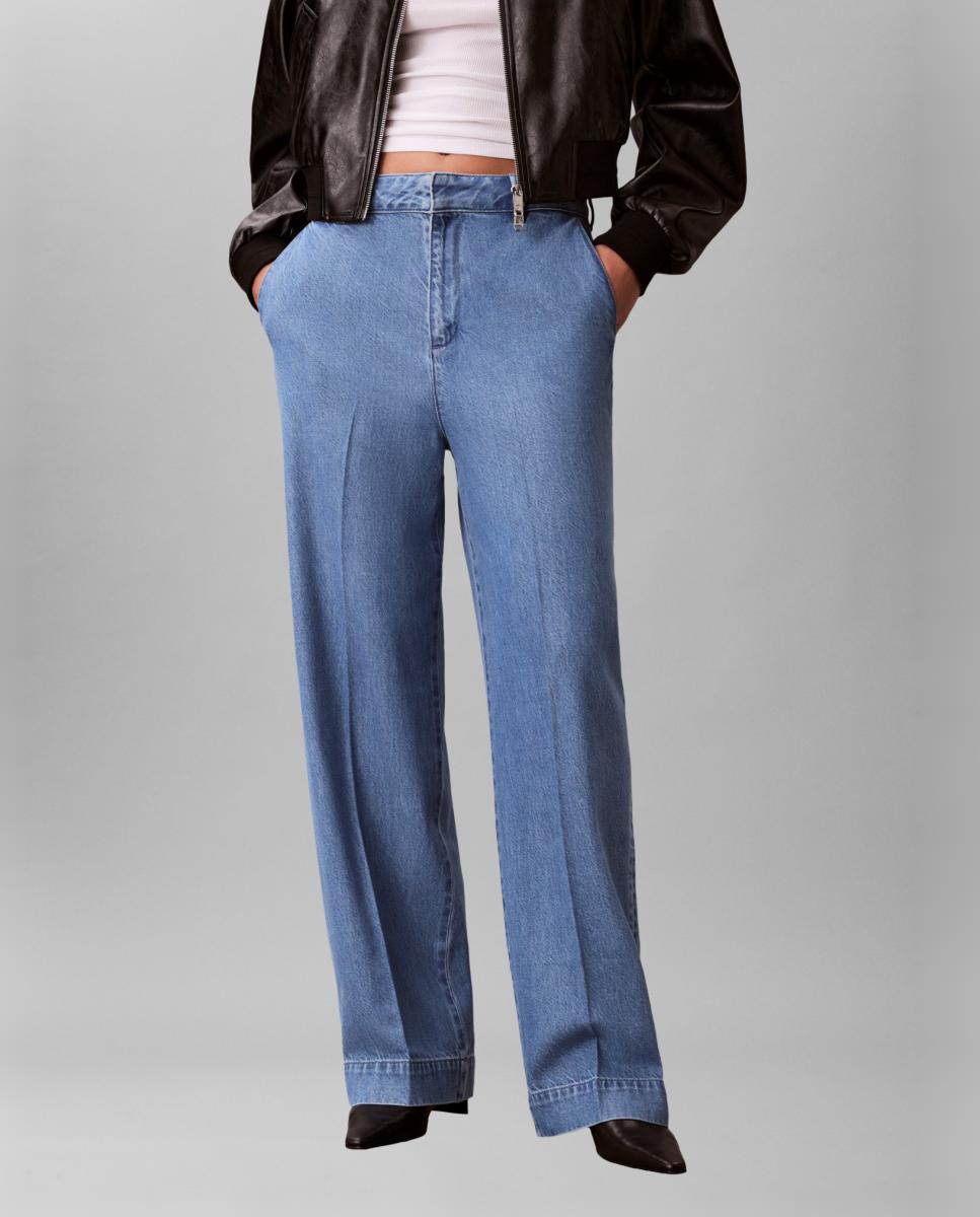 Jeans Largas com Cinto Azul-índigo-2
