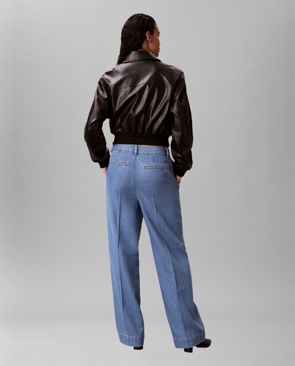 Jeans Largas com Cinto Azul-índigo-3