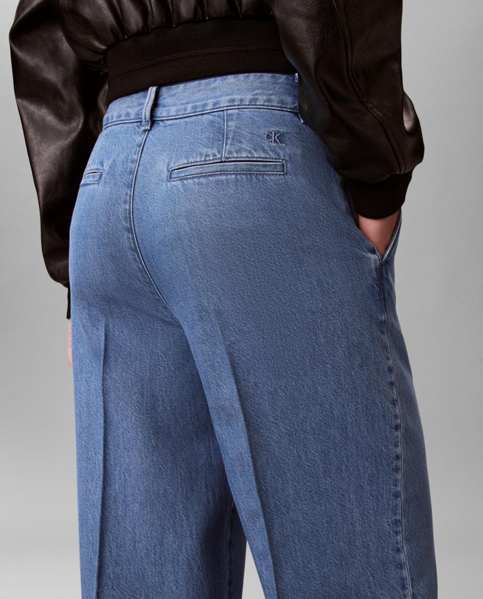 Jeans Largas com Cinto Azul-índigo-4