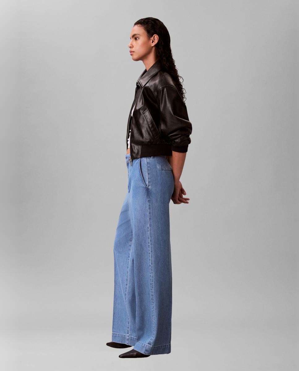 Jeans Largas com Cinto Azul-índigo-5