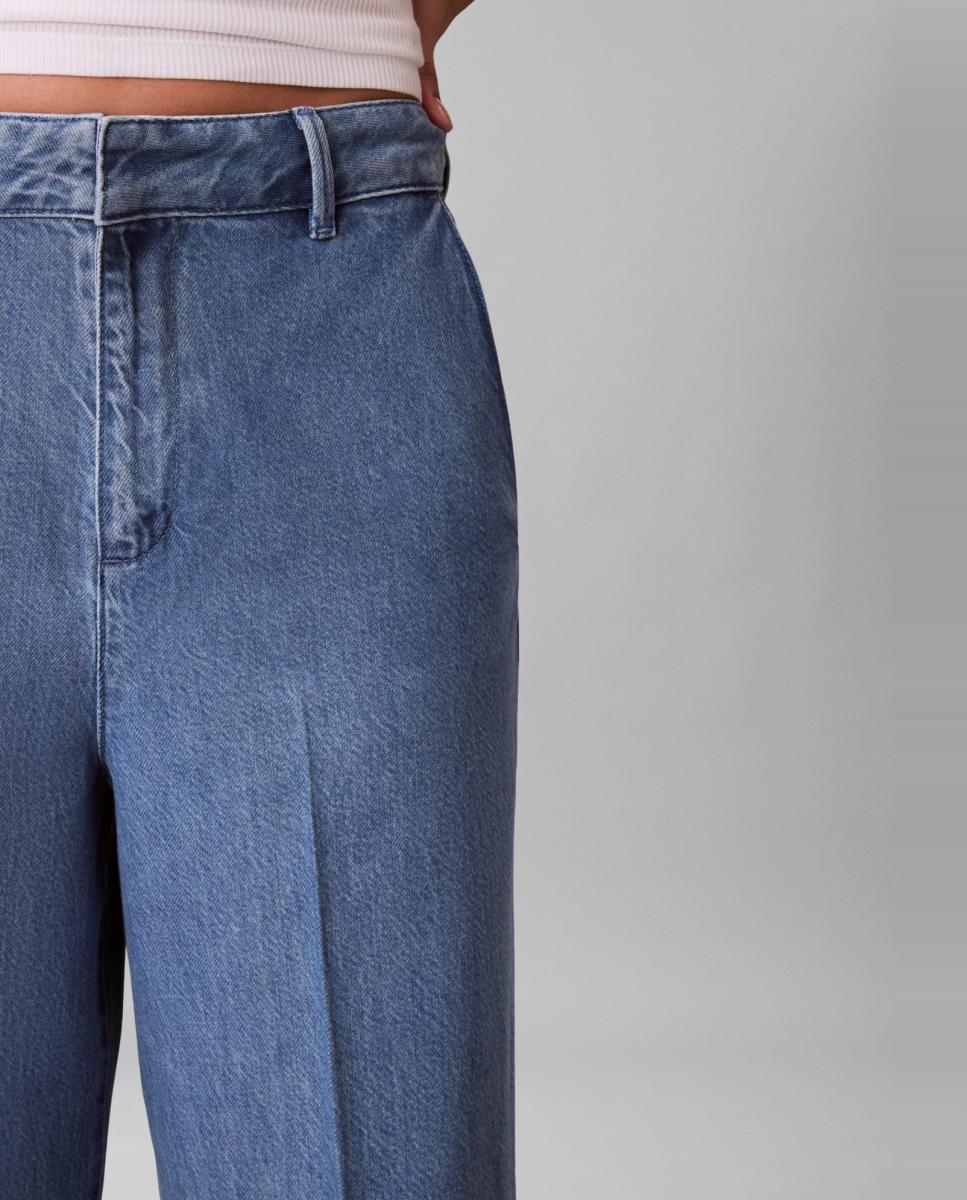 Jeans Largas com Cinto Azul-índigo-6