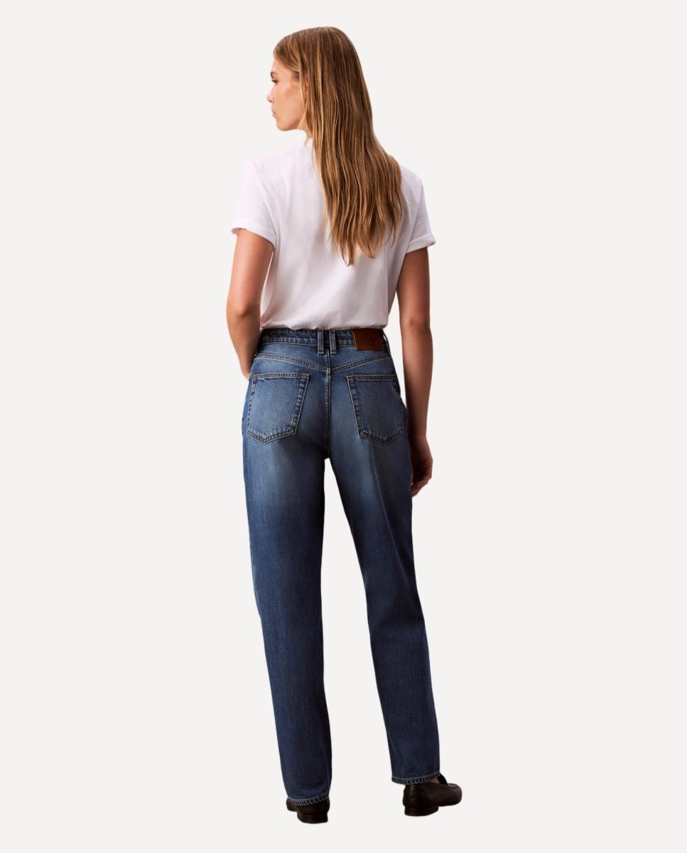 Jeans de Cintura Subida Azul-índigo-3