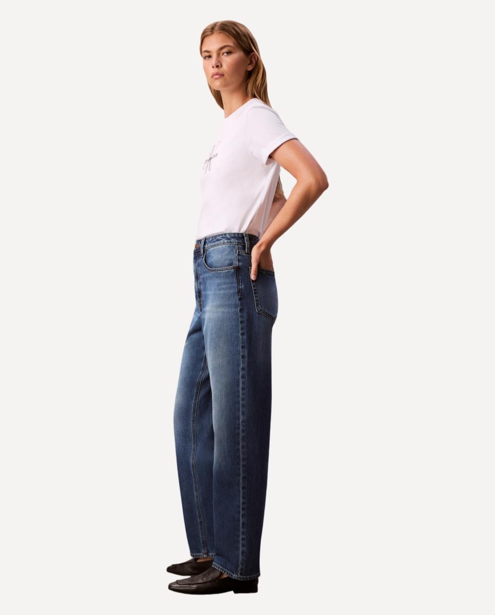 Jeans de Cintura Subida Azul-índigo-6