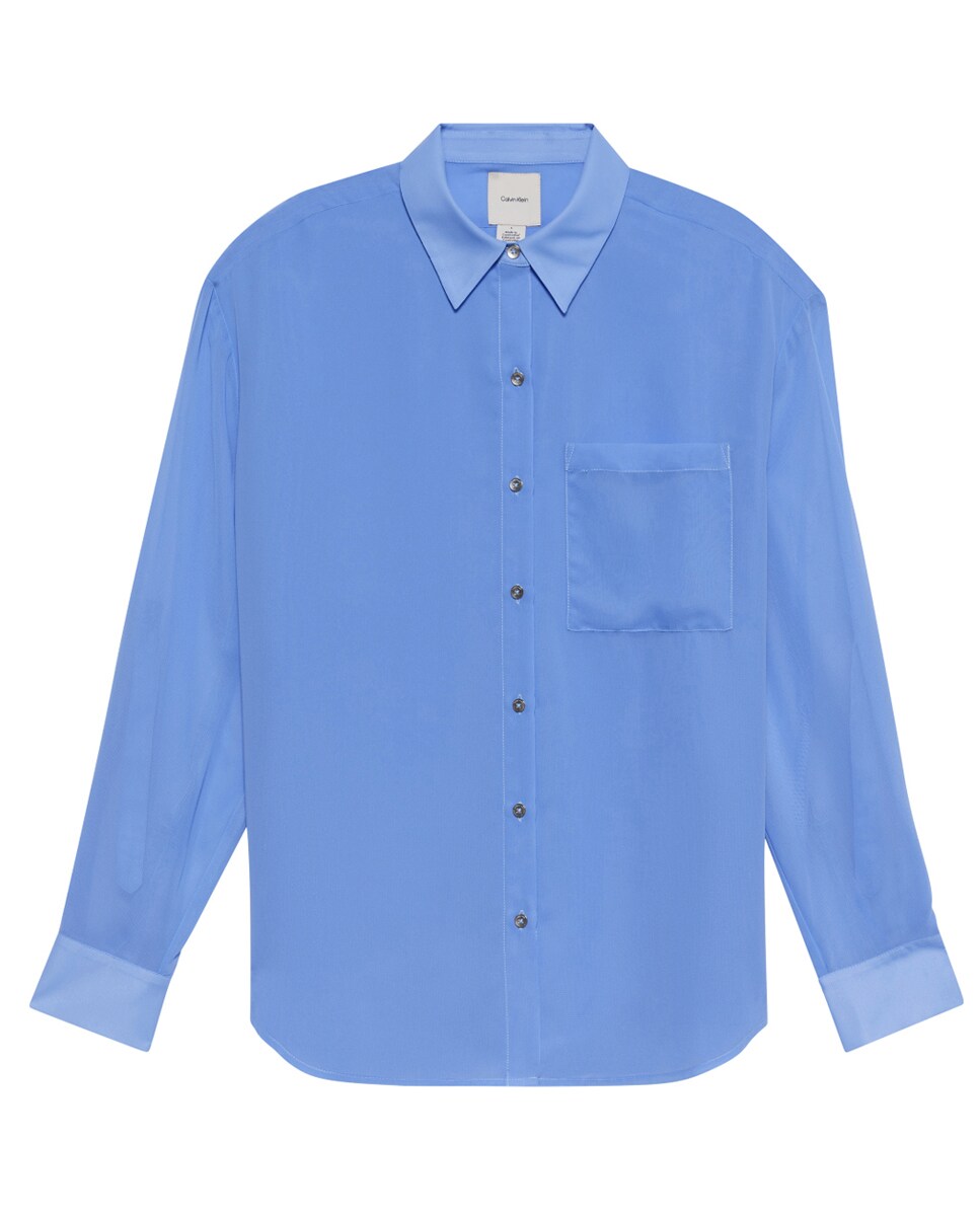 Blusa com Bolso à Frente Azul-1