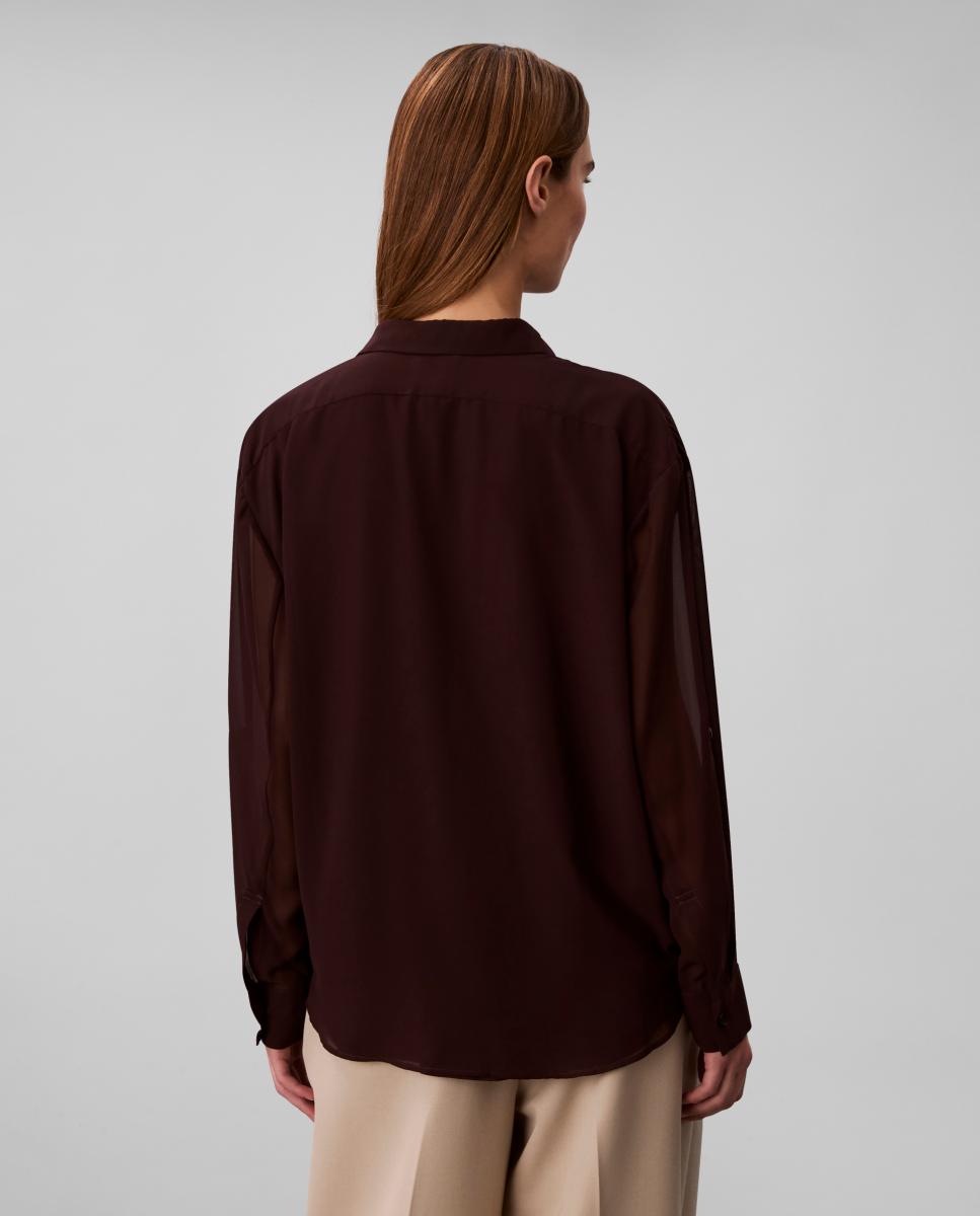 Blusa de Manga Comprida com Botões Castanho-escuro-2