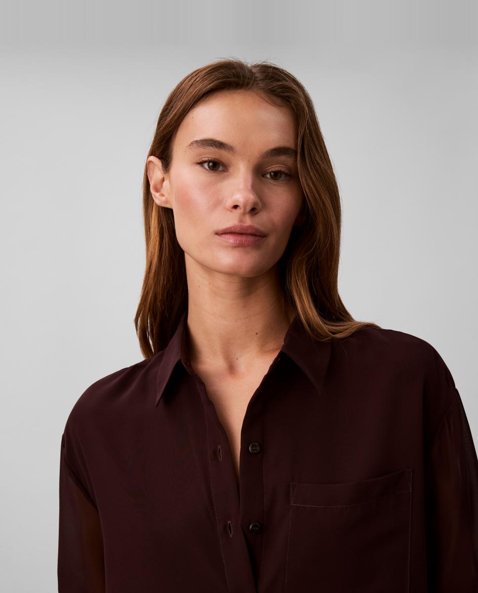 Blusa de Manga Comprida com Botões Castanho-escuro-4