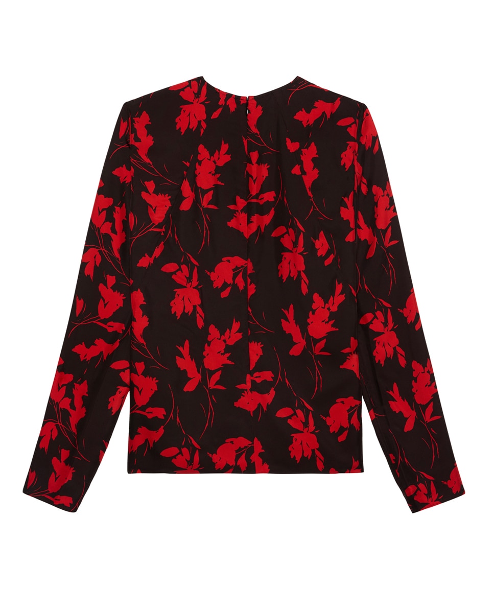 Blusa estampada de mulher com manga comprida Vermelho-7