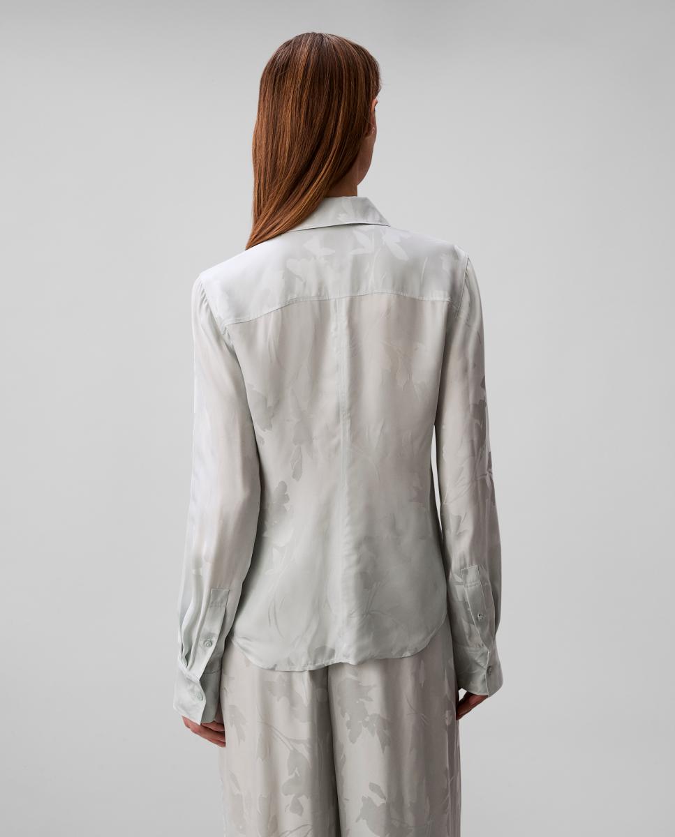Camisa de Manga Comprida Jacquard Verde-claro-4