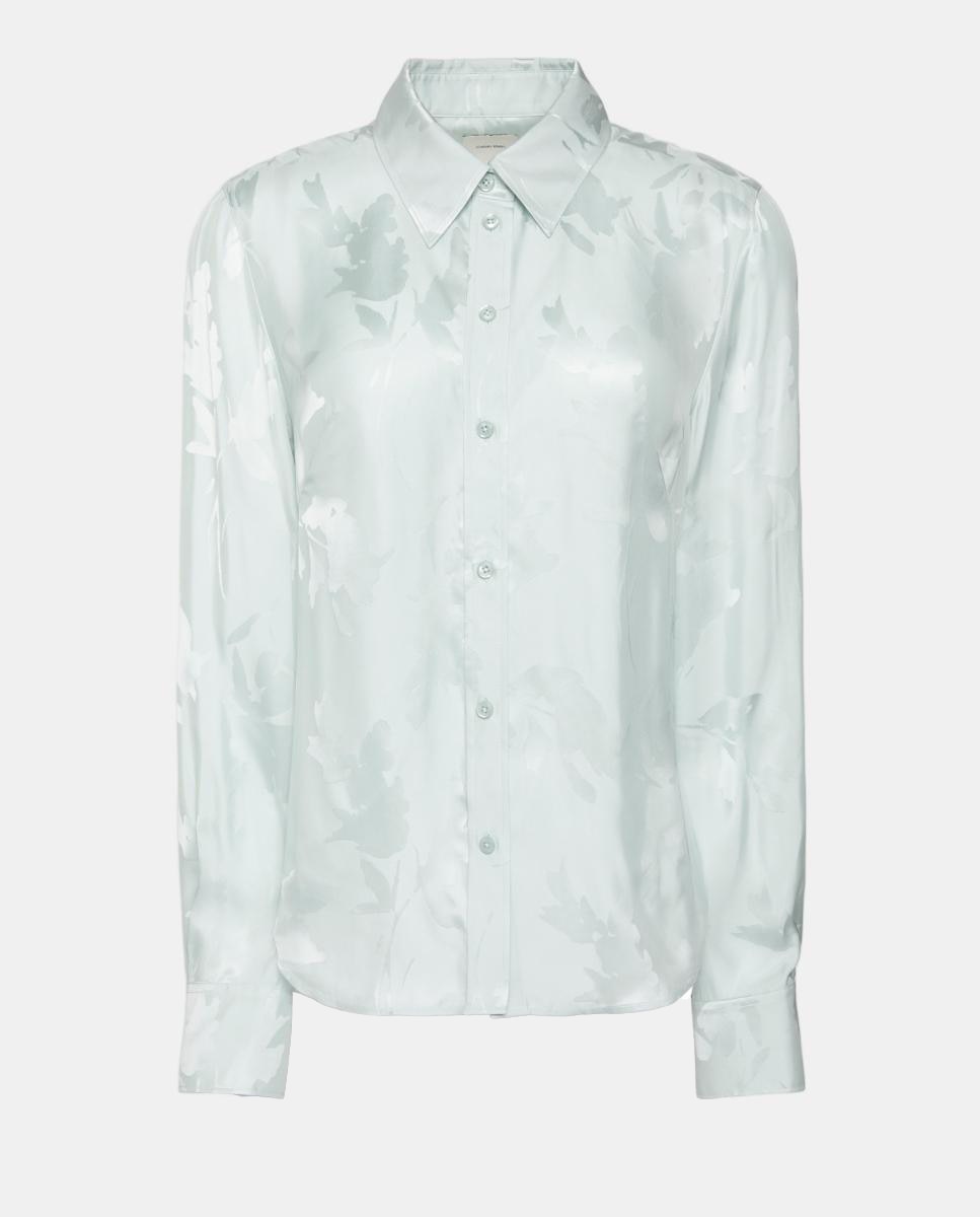 Camisa de Manga Comprida Jacquard Verde-claro-5