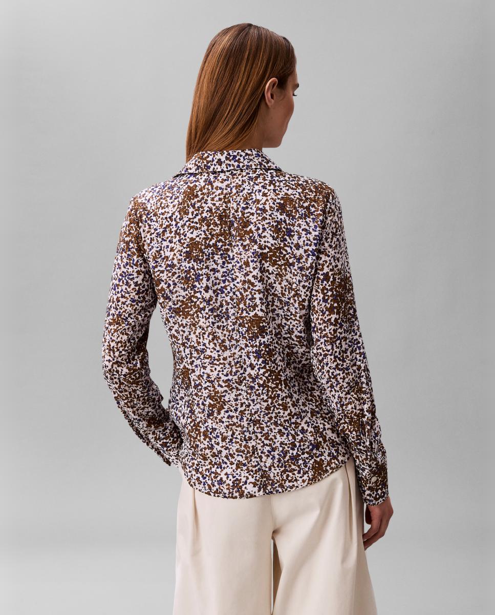 Camisa Justa Estampada Castanho-2