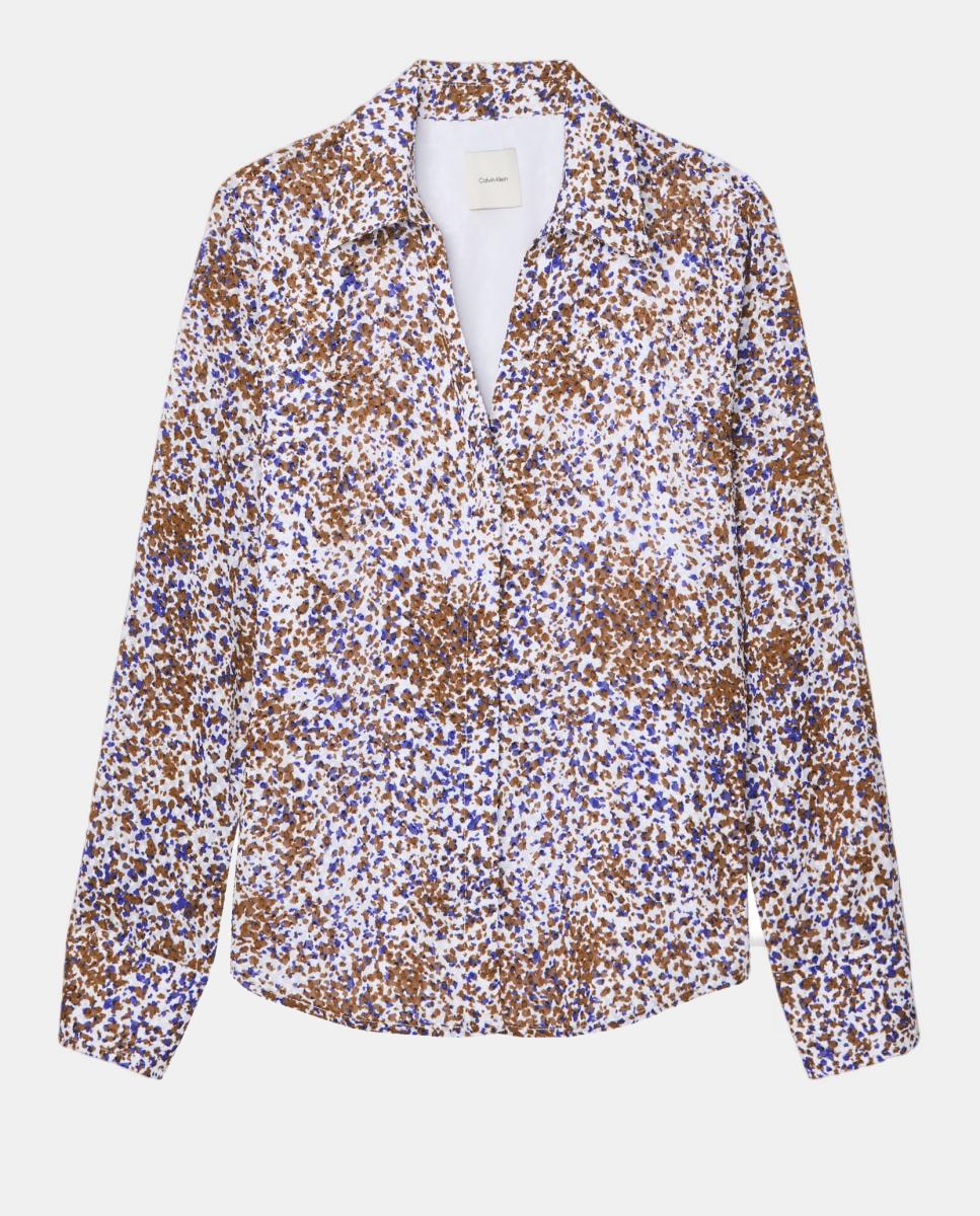Camisa Justa Estampada Castanho-4