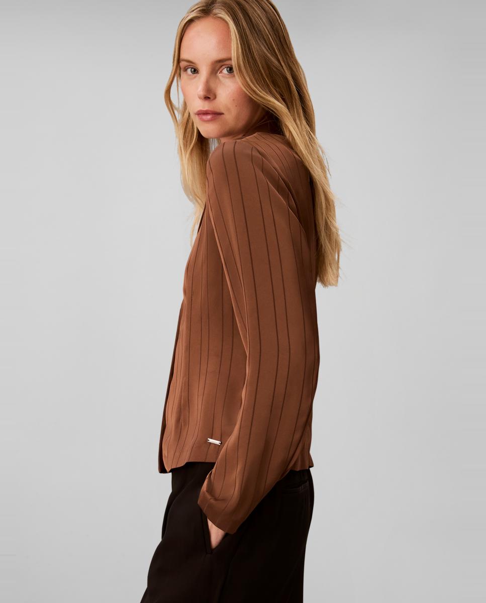 Blusa de mujer slim rayas - Calvin Klein - Marrón oscuro Marrón oscuro-3