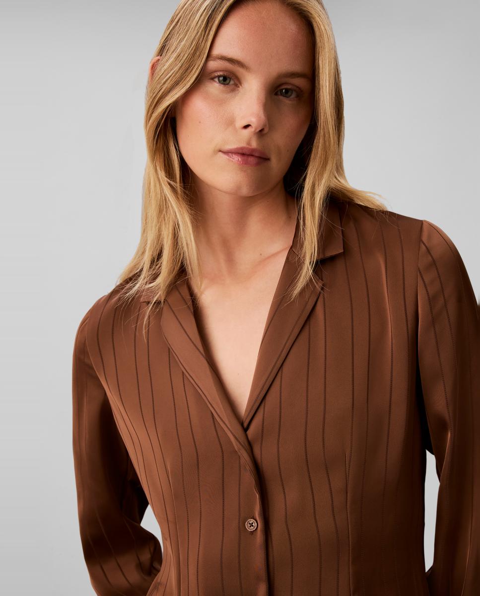 Blusa de mujer slim rayas - Calvin Klein - Marrón oscuro Marrón oscuro-4