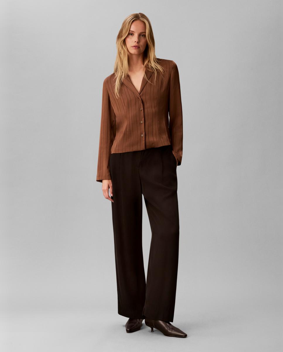 Blusa de mujer slim rayas - Calvin Klein - Marrón oscuro Marrón oscuro-6