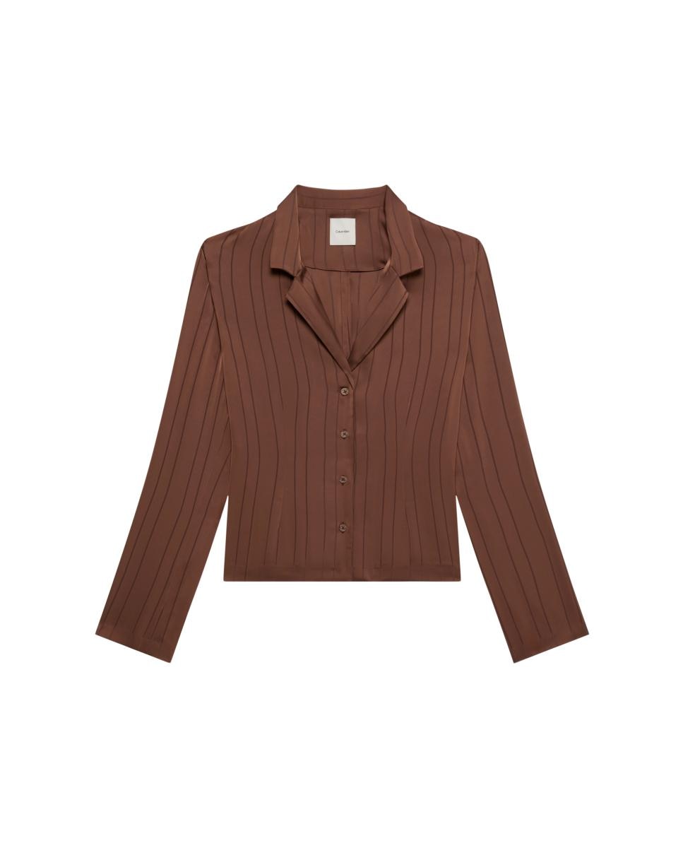 Blusa de mujer slim rayas - Calvin Klein - Marrón oscuro Marrón oscuro-5